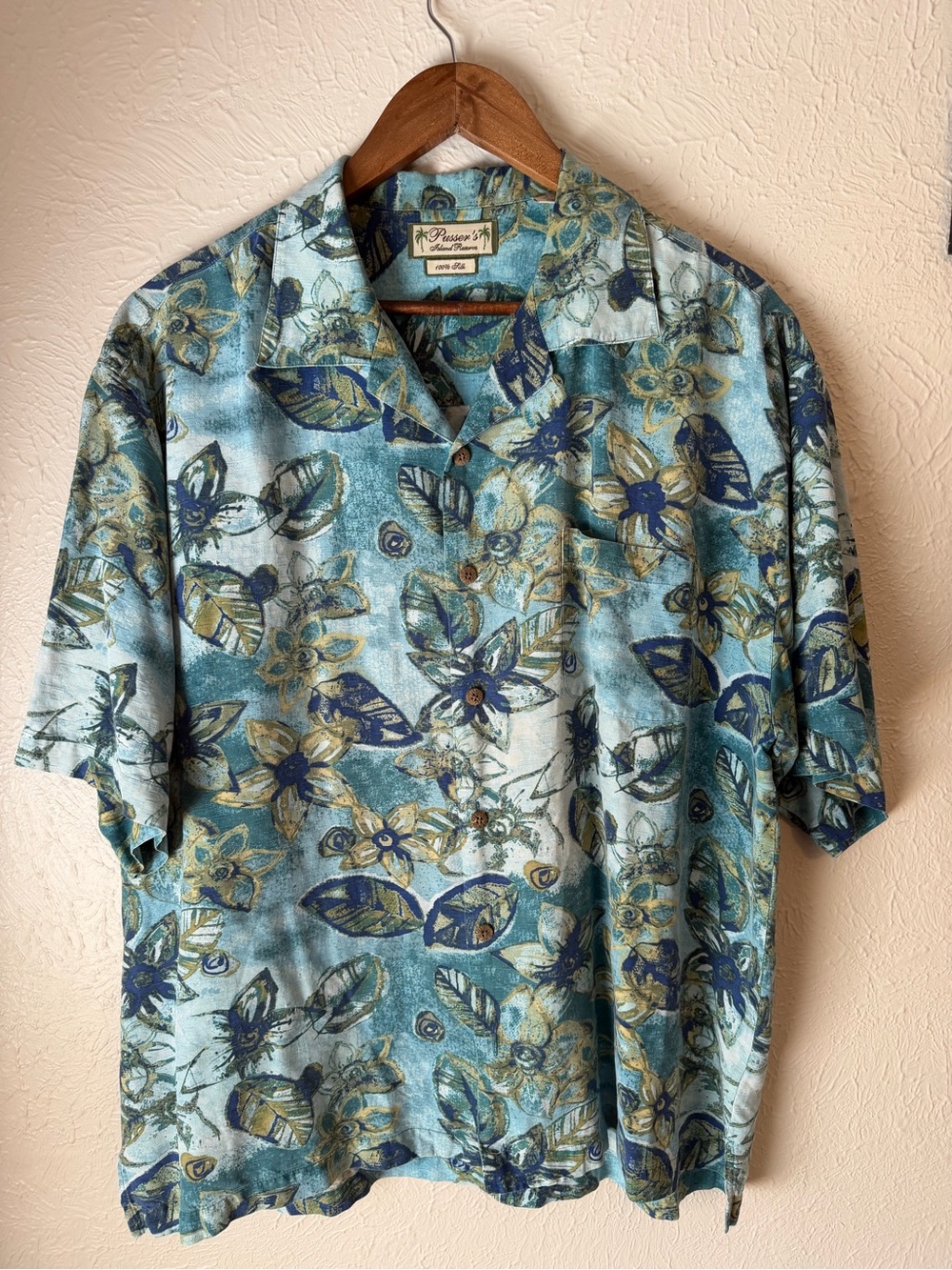 Pusser’s Island Reserve 100% Silk Hawaiian Camp Shirt Men’s Size L